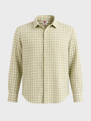 Men's Green Relaxed Fit Checked Resort Wear Shirt