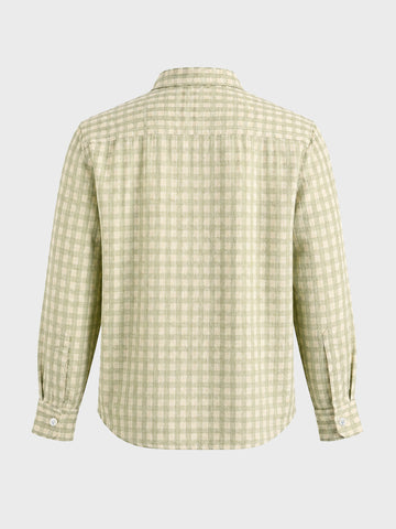 Men's Green Relaxed Fit Checked Resort Wear Shirt