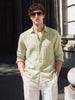 Men's Green Relaxed Fit Checked Resort Wear Shirt