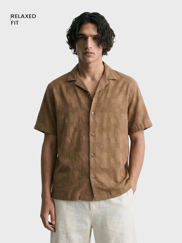 Men's Khaki Relaxed Fit Solid Casual Shirt