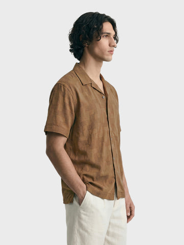 Men's Khaki Relaxed Fit Solid Casual Shirt