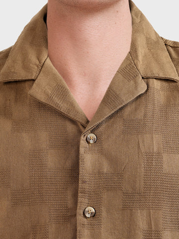 Men's Khaki Relaxed Fit Solid Casual Shirt