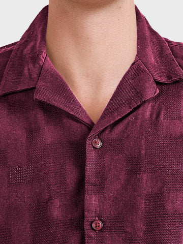 Men's Maroon Relaxed Fit Solid Casual Shirt