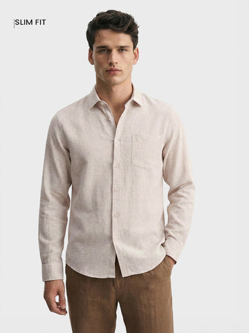 Men's Khaki Slim Fit Solid Casual Shirt