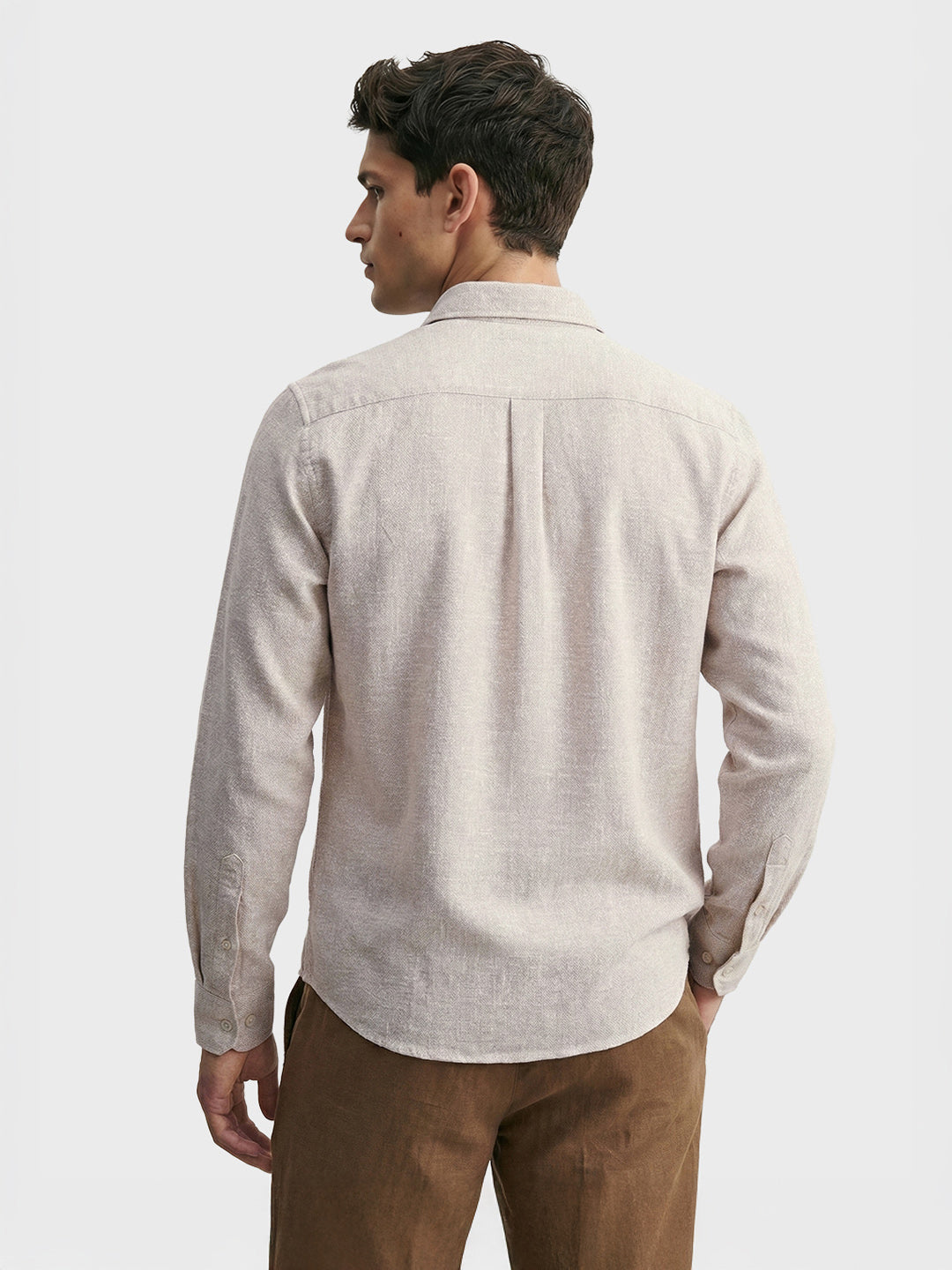 Men's Khaki Slim Fit Solid Casual Shirt