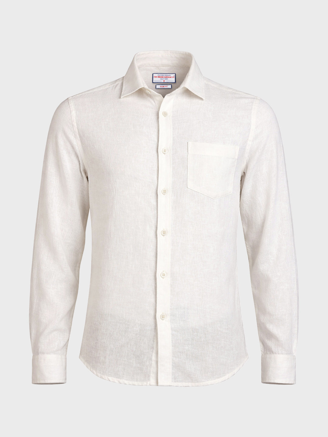 Men's White Slim Fit Solid Casual Shirt
