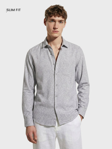 Men's Grey Slim Fit Solid Casual Shirt