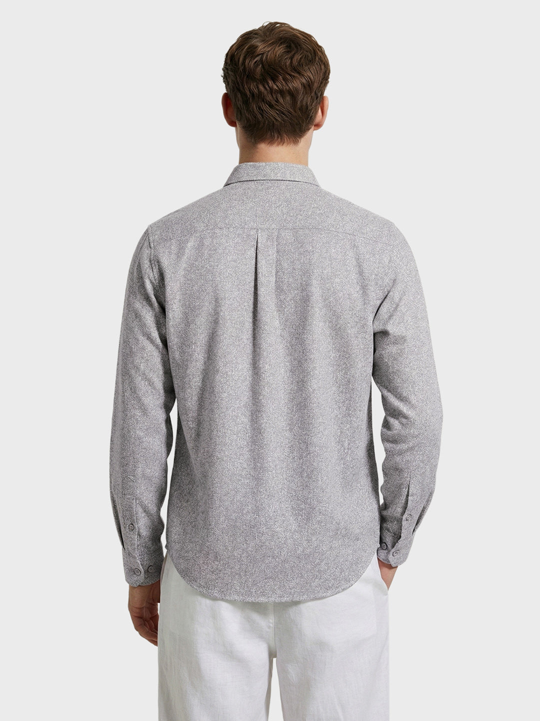 Men's Grey Slim Fit Solid Casual Shirt
