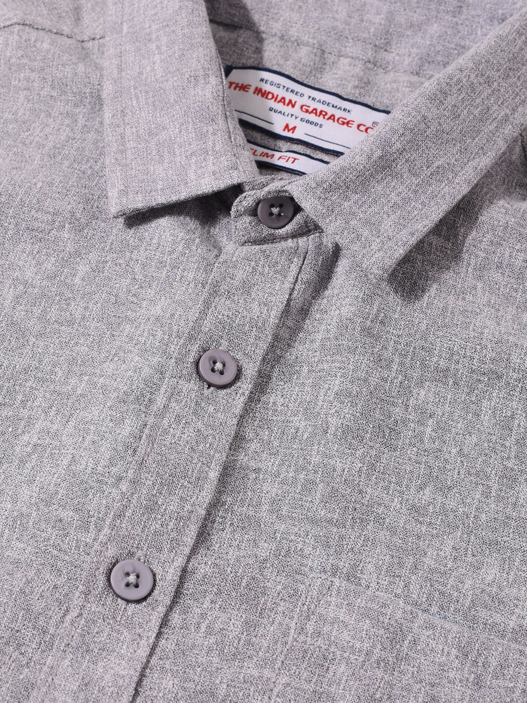 Men's Grey Slim Fit Solid Casual Shirt