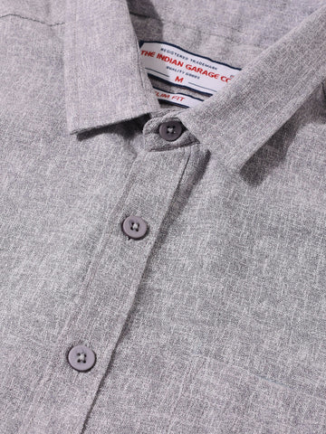 Men's Grey Slim Fit Solid Casual Shirt