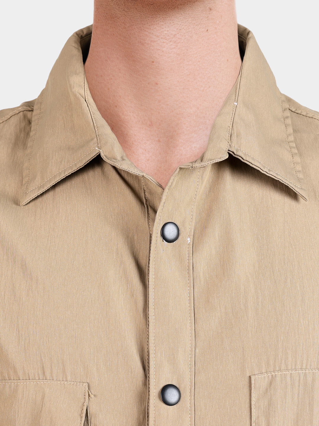 Men's Khaki Relaxed Fit Solid Casual Shirts
