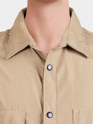 Men's Khaki Relaxed Fit Solid Casual Shirts