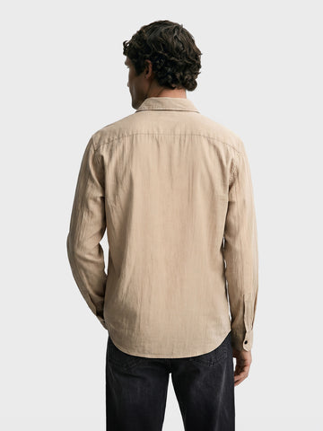 Men's Khaki Relaxed Fit Solid Casual Shirts