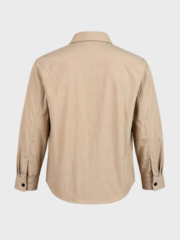 Men's Khaki Relaxed Fit Solid Casual Shirts