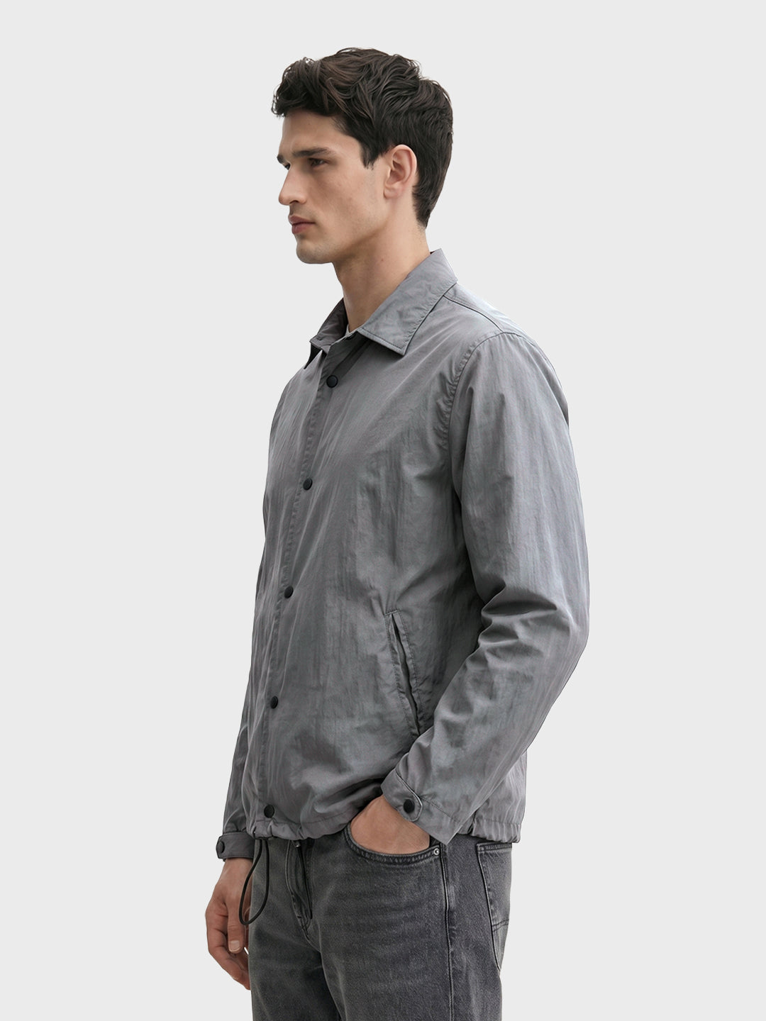 Men's Grey Relaxed Fit Solid Casual Shirt