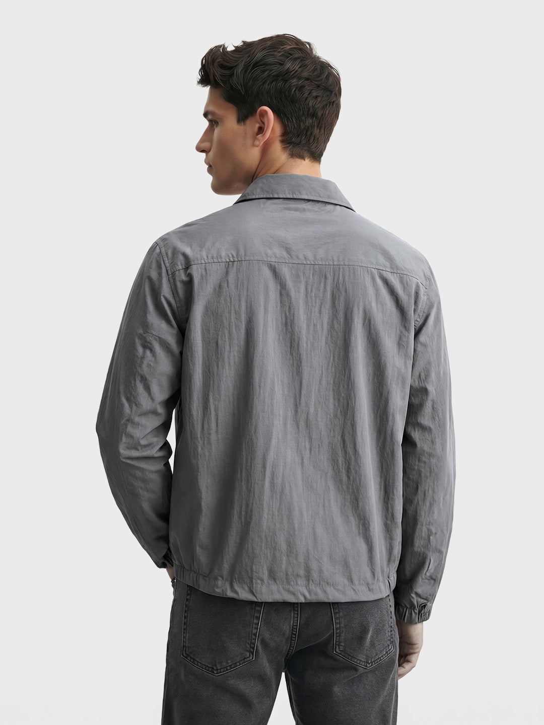 Men's Grey Relaxed Fit Solid Casual Shirt