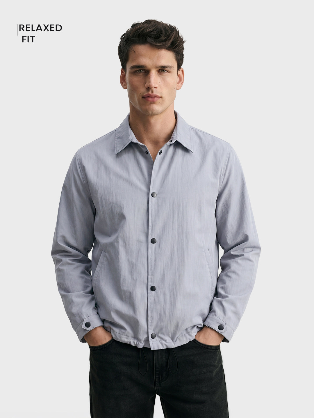 Men's Grey Relaxed Fit Solid Casual Shirt