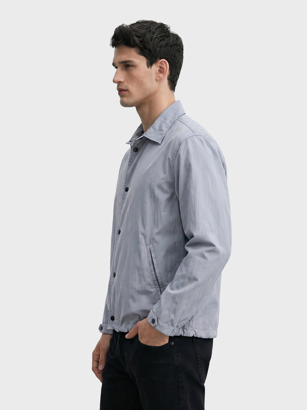 Men's Grey Relaxed Fit Solid Casual Shirt
