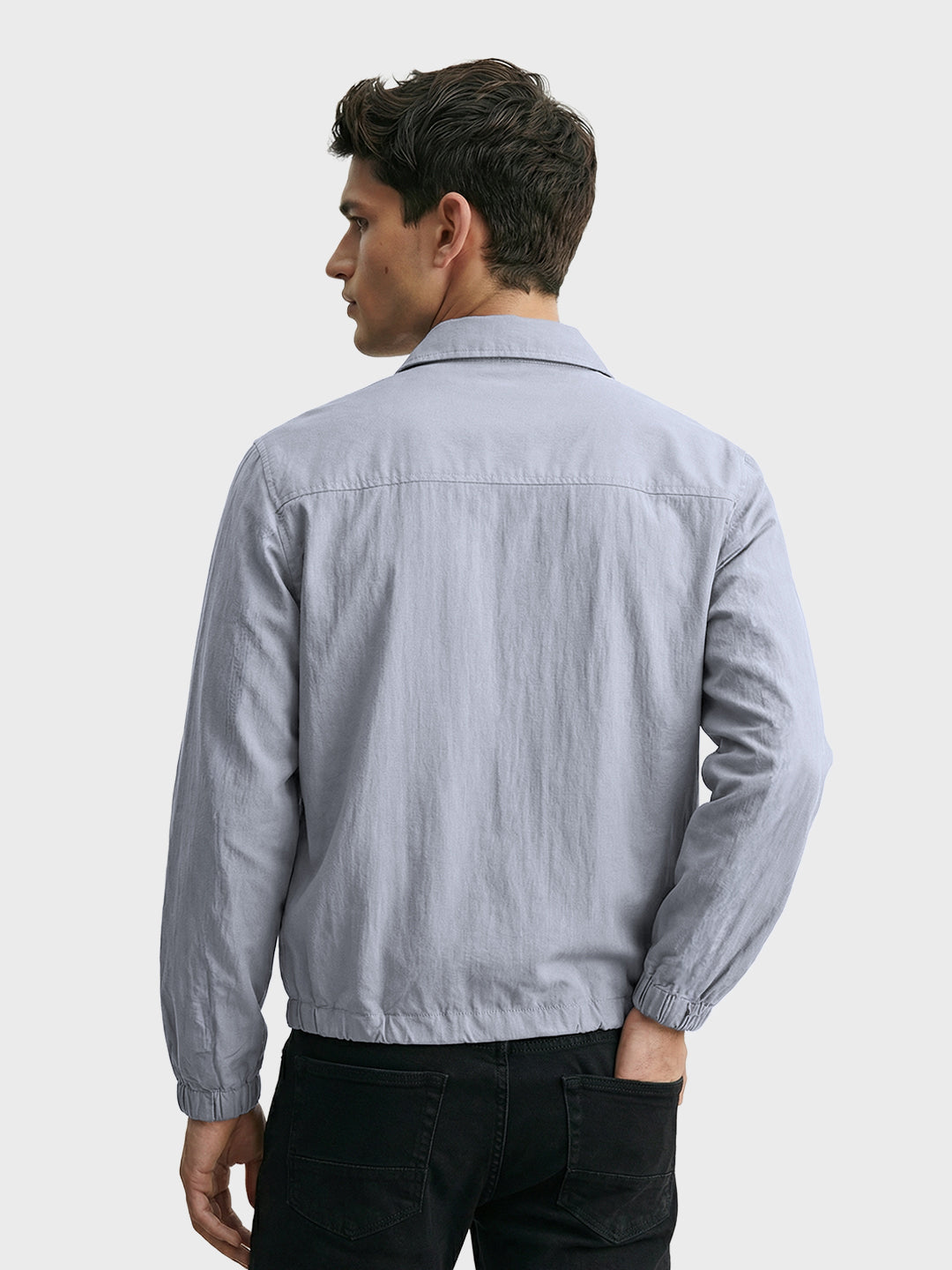 Men's Grey Relaxed Fit Solid Casual Shirt