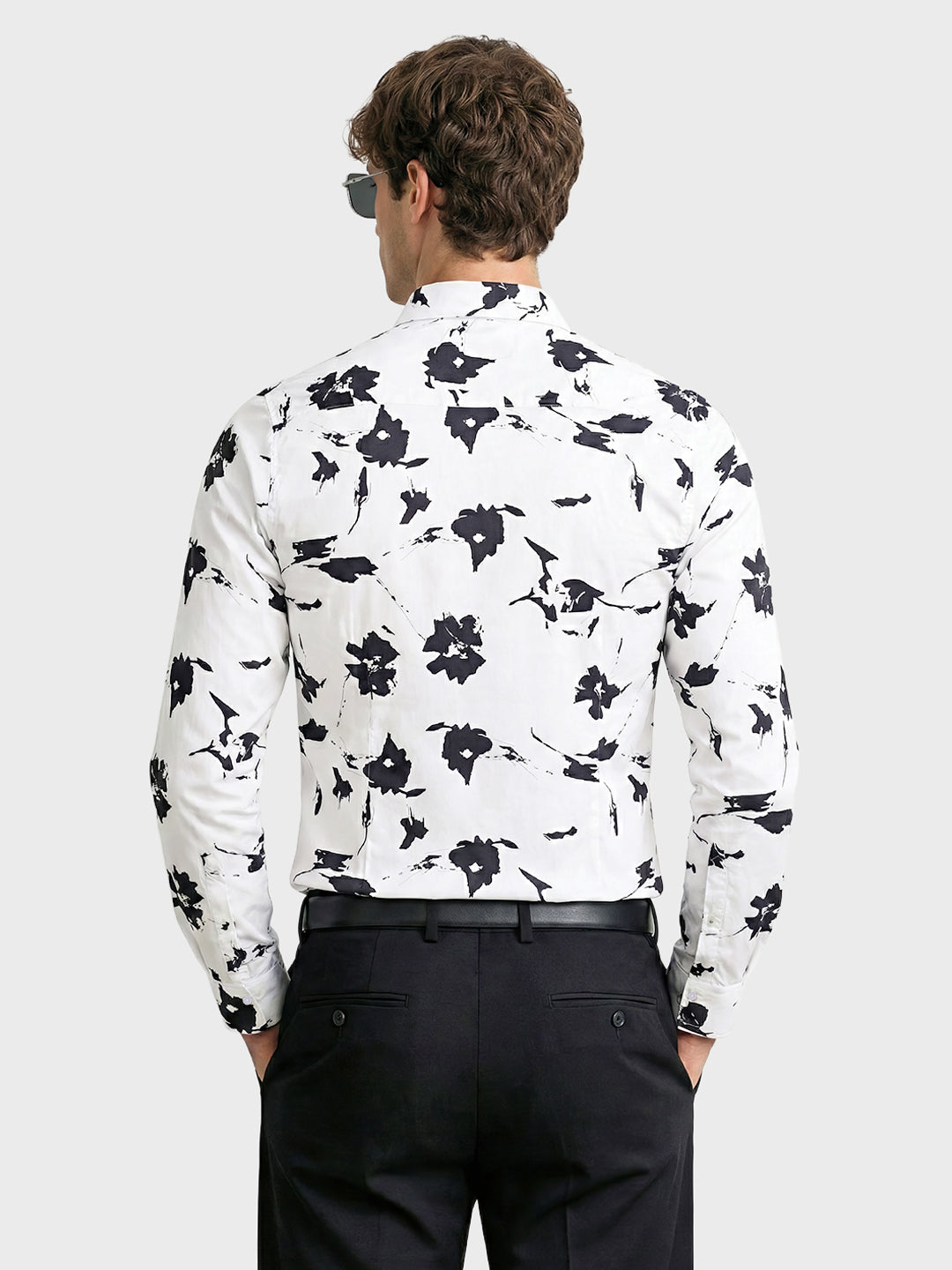 Men's White Slim Fit Printed Party Wear Shirt
