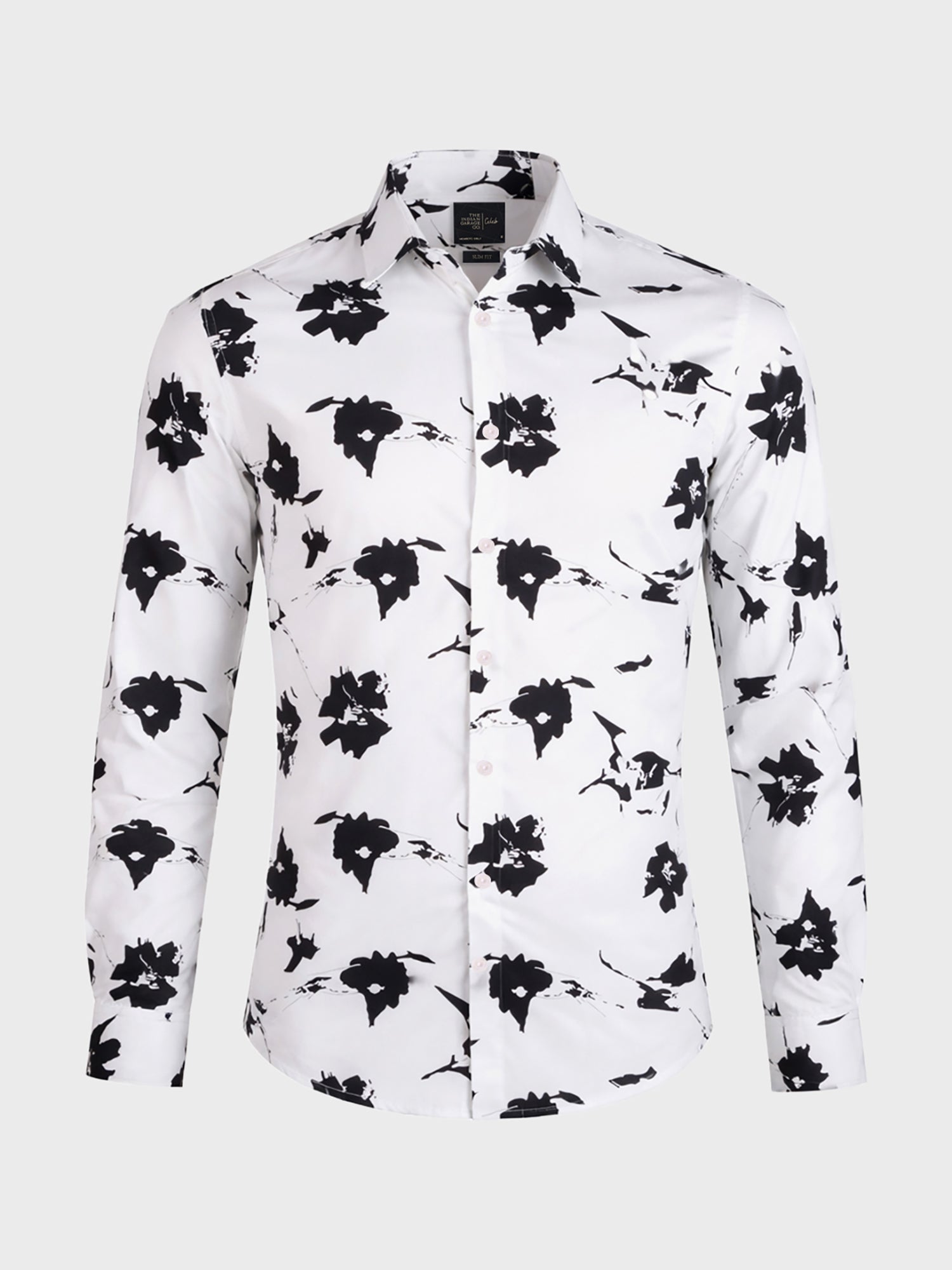 Men's White Slim Fit Printed Party Wear Shirt