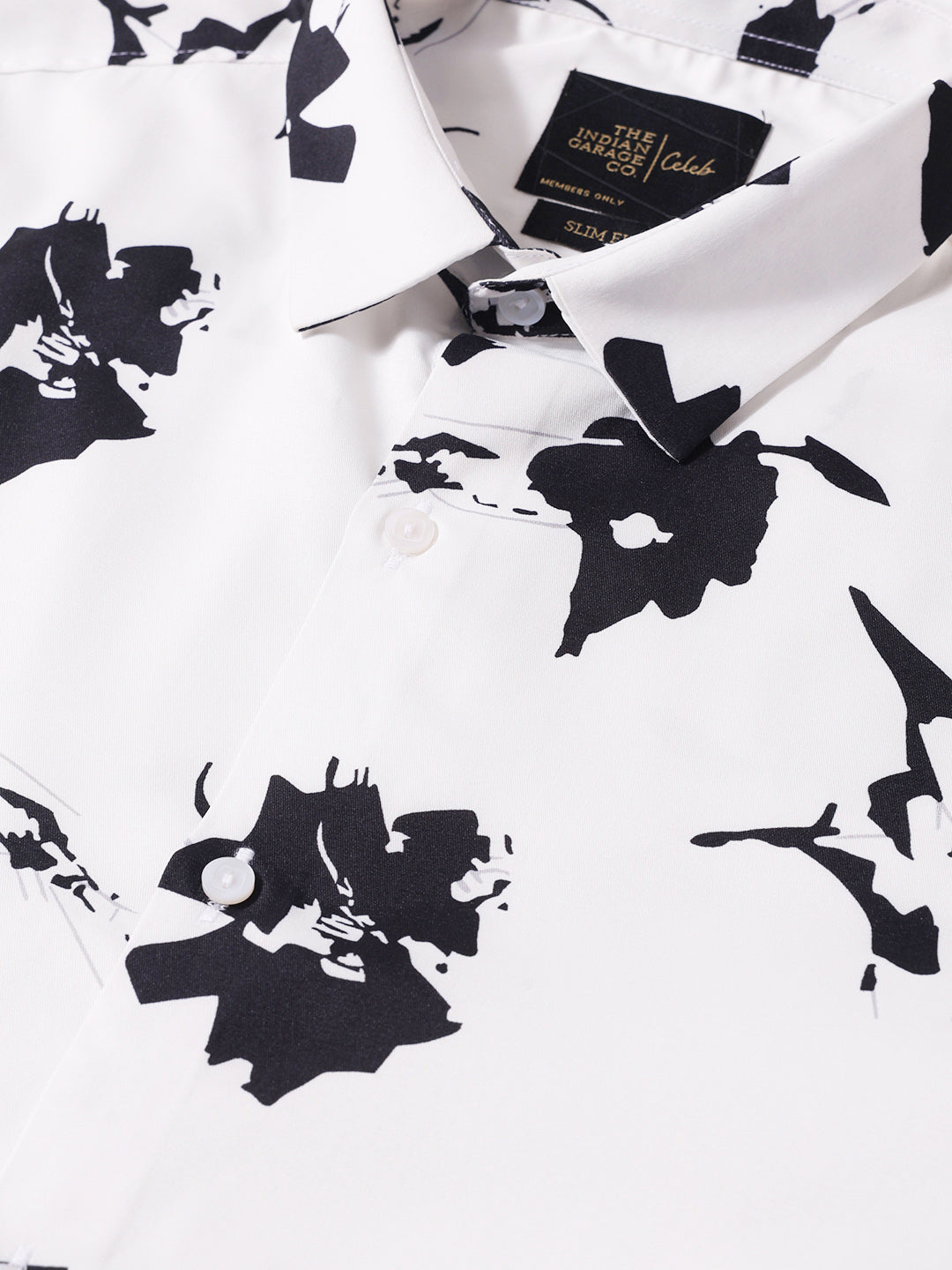Men's White Slim Fit Printed Party Wear Shirt