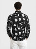 Men's Black Slim Fit Printed Party Wear Shirt