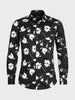 Men's Black Slim Fit Printed Party Wear Shirt