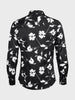 Men's Black Slim Fit Printed Party Wear Shirt