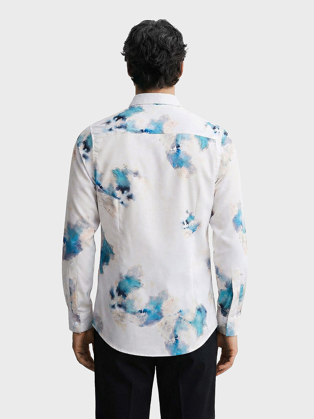 Men's Grey Slim Fit Printed Party Wear Shirt