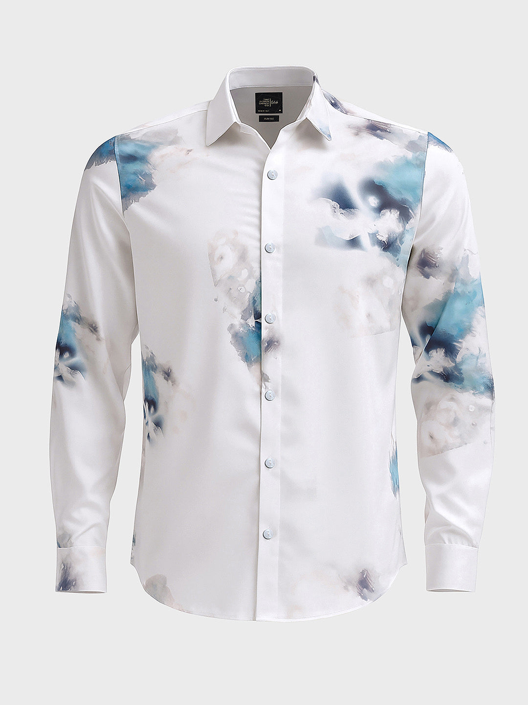 Men's Grey Slim Fit Printed Party Wear Shirt
