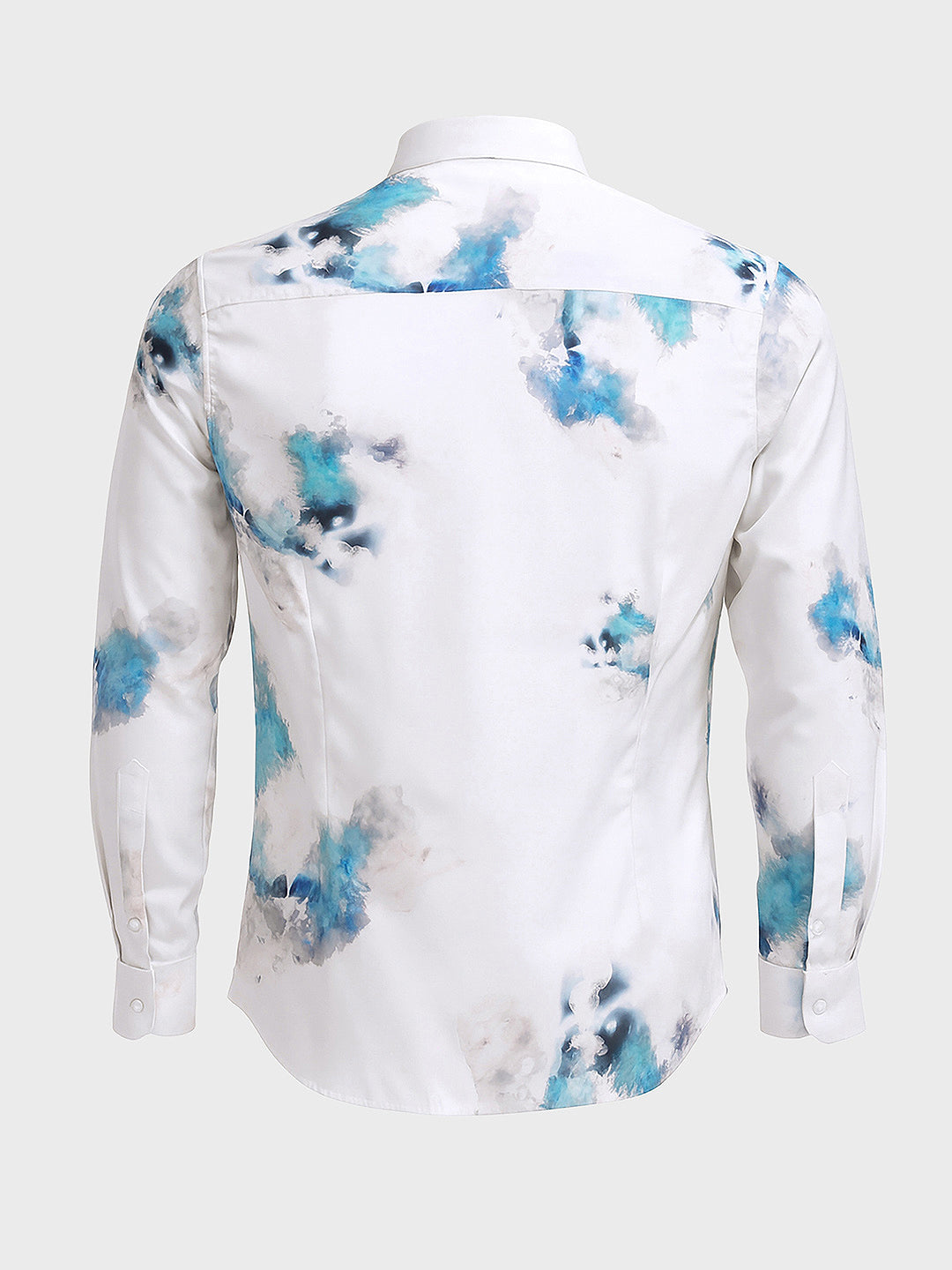 Men's Grey Slim Fit Printed Party Wear Shirt