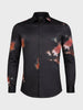 Men's Black Slim Fit Printed Party Wear Shirt