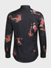Men's Black Slim Fit Printed Party Wear Shirt