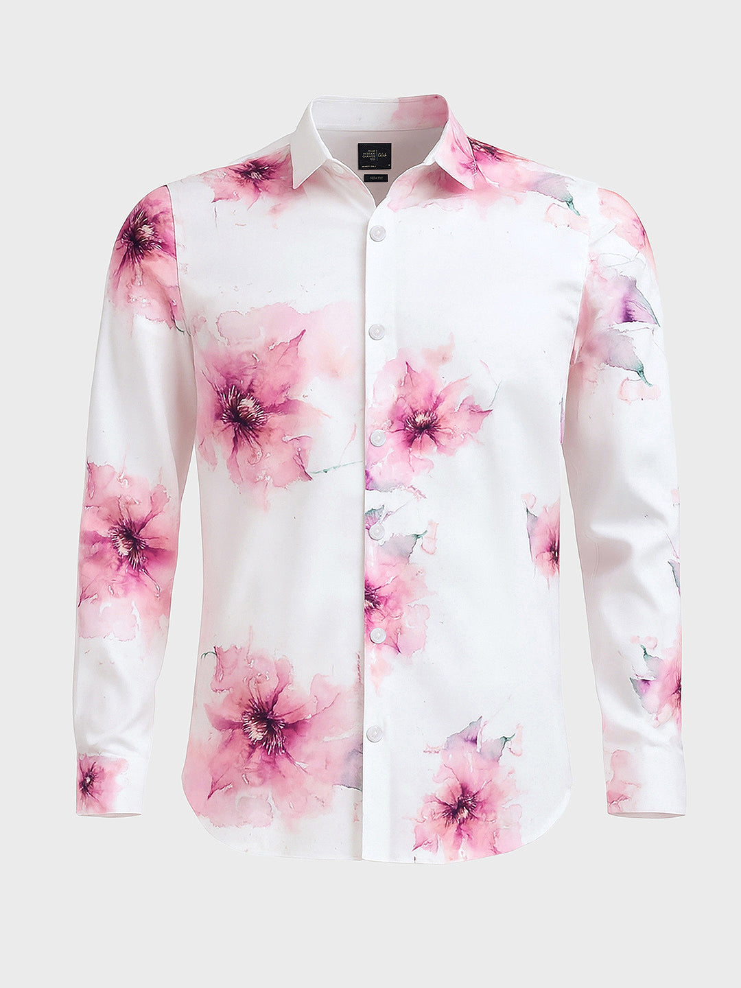 Men's Pink Slim Fit Printed Party Wear Shirt