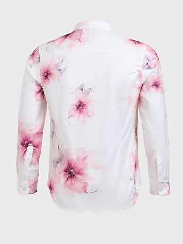 Men's Pink Slim Fit Printed Party Wear Shirt