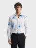 Men's Blue Slim Fit Printed Party Wear Shirt