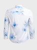 Men's Blue Slim Fit Printed Party Wear Shirt