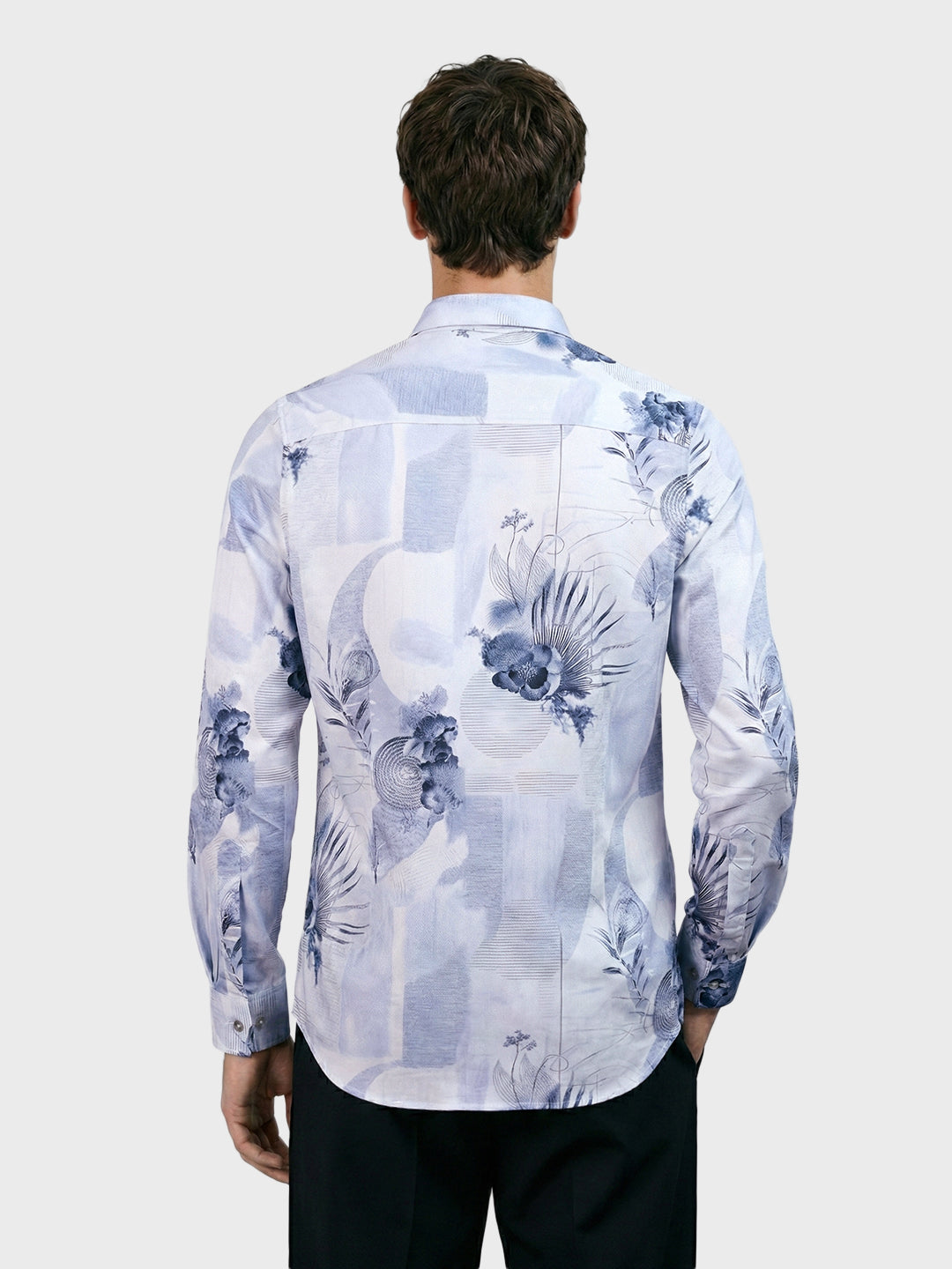 Men's Purple Slim Fit Printed Party Wear Shirt