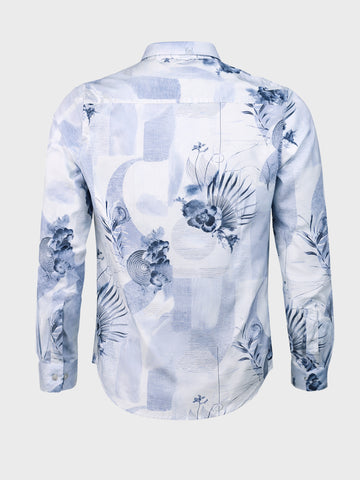 Men's Purple Slim Fit Printed Party Wear Shirt