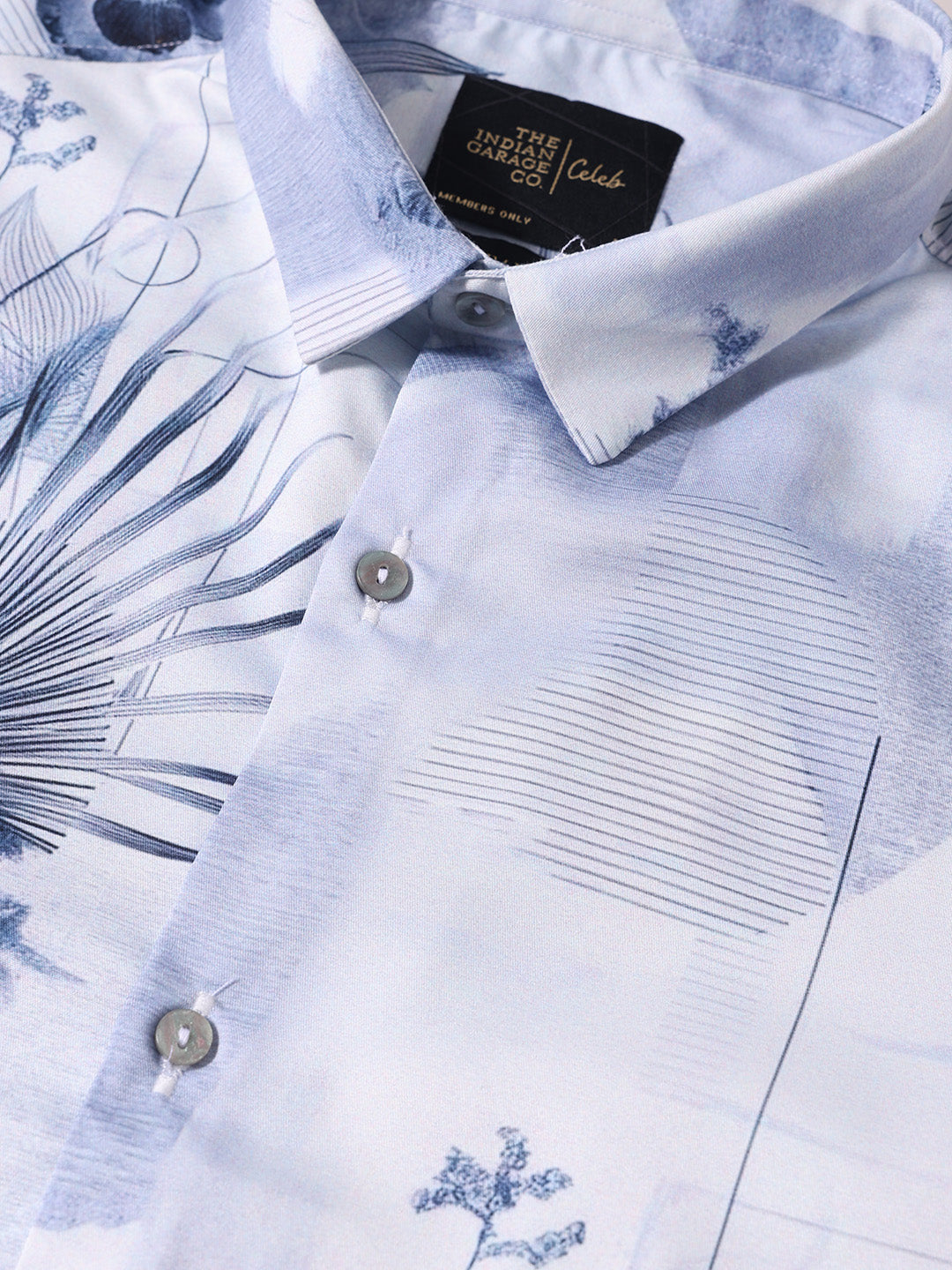 Men's Purple Slim Fit Printed Party Wear Shirt