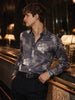 Men's Black Slim Fit Printed Party Wear Shirt