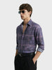 Men's Purple Slim Fit Printed Party Wear Shirt
