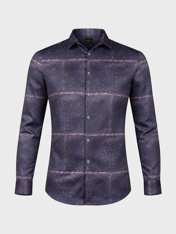 Men's Purple Slim Fit Printed Party Wear Shirt