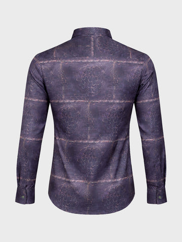 Men's Purple Slim Fit Printed Party Wear Shirt