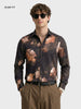 Men's Black Slim Fit Printed Party Wear Shirt