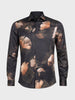 Men's Black Slim Fit Printed Party Wear Shirt