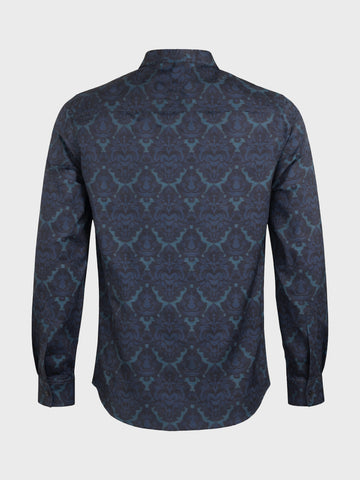 Men's Green Slim Fit Printed Party Wear Shirt