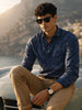 Men's Green Slim Fit Printed Party Wear Shirt
