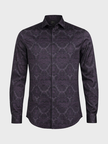 Men's Brown Slim Fit Printed Party Wear Shirt